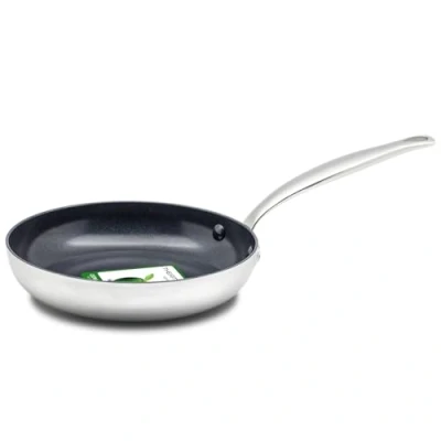 Image of Greenpan Barcelona Evershine Tri Ply Stainless Steel Healthy Diamond Reinforced Ceramic Non Stick 30 cm Frying Pan Skillet, PFAS Free, Multi Clad, Induction, Oven Safe, Silver
