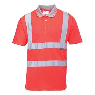 Image of Portwest S477 Breathable Reflective Hi Vis Polo Shirt S/S Red, Large
