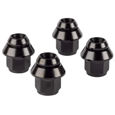 Image of RYBO Set of Black Alloy Wheel Nuts. M12 x 1.5, Taper Washer, 19mm Hex for Use With Ford Wheels &amp; More (4)