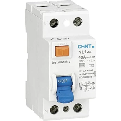 Image of Chint 200362 Residual Current Circuit Breaker, 2 pin, 40 A