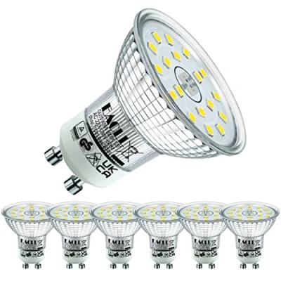 Image of EACLL GU10 LED Bulbs Cool White 4.9W Equivalent 75W Halogen, Pack of 6, 710 Lumens 6000K, AC 230V Flicker Free Spot Light, Wide Beam Angle 120, Non Dimmable Energy Saveing Reflector Lamp