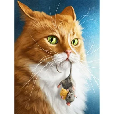 Image of Cukol Cat Cross Stitch Kits for Adults, 11ct Pre Printed Stamped Counted Adults Beginners UK, Advanced 11 Count Animal Embroidery Stiching Kit Pattern