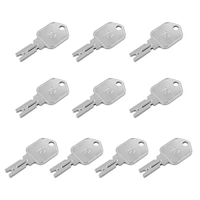 Image of QWORK® 10 Pack 166 Forklift Key Hyster Heavy Equipment Ignition Keys for Clark Yale Komatsu Crown