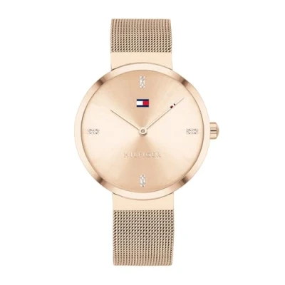 Image of Tommy Hilfiger Analogue Quartz Watch for Women with Carnation Gold Colored Stainless Steel mesh Bracelet 1782218