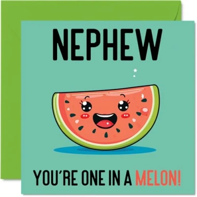 Image of Birthday Cards for Nephew One In A Melon Funny Happy Card from Uncle Auntie Aunt, Gifts, 145mm x Joke Greeting Men Him
