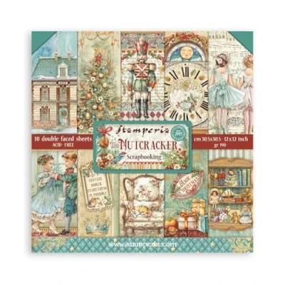 Image of Stamperia Scrapbook Paper Pad for Scrapbooks, Albums, Card Making, Bullet Journals, and More, Acid Free, Double Sided, Perfect Hobbies, Crafts Gifting (The Nutcracker) (30.5 x 30.5 cm)