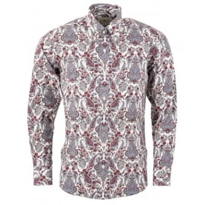 Image of Relco Mens Paisley Shirts (UK, Alpha, 3XL, Regular, White Red Blue)
