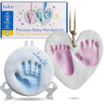 Image of Baby Handprint and Footprint Kit Ornament Makers for Girl Gifts &amp; Boy Gifts, Unique, Memory Art Personalized Registry, Keepsake Box Nursery Decor