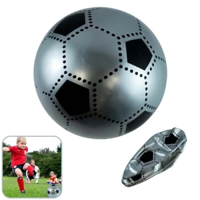 Image of HOVUK Silver Inflatable Plastic Football 23cm PVC Soccer Ball Kids Toys Summer Fun Beach Garden BBQ Picnic Party Outdoor Game for Boys Girls 3+Years