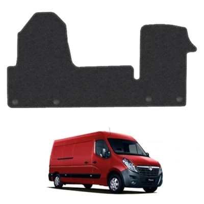 Image of Carpet Floor Mats for the Vauxhall Movano (2010 2021) Custom Van Accessory Tailored fit, Granulated Anti Slip Layer &amp; Black Binding