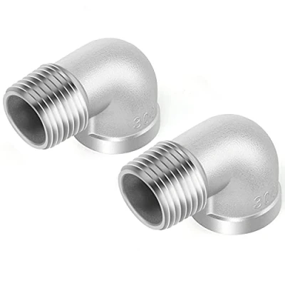 Image of ERGAOBOY 2 Pcs 1/2&quot; Male to Female BSP Pipe Fittings 304 Stainless Steel 90 Degree Elbow Connectors