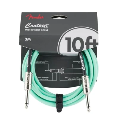 Image of Fender 10&#039; Contour Instrument Cable, Seafoam Green