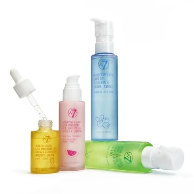 Image of W7 Skin Refresh Essential Full Size Natural Care Kit for Beautiful 4 Step Daily Routine Moisturiser, Cleansing Gel, Toner and Serum