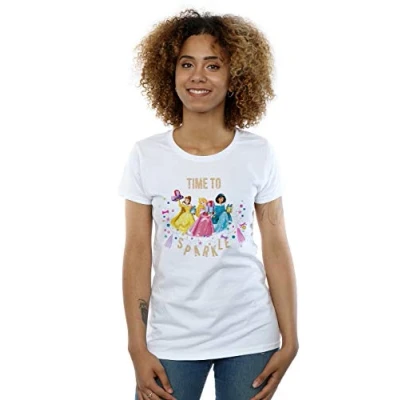Image of Disney Women&#039;s Princess Time to Sparkle T Shirt White Large