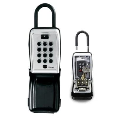 Image of MASTER LOCK Portable Push Button Key Safe with Shackle, Medium 175 x 79 52 mm, Outdoor, for Home Office Industries Vehicles
