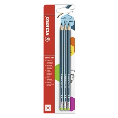 Image of Hexagonal Graphite pencil with Eraser STABILO 160 Pack of 3 Petrol HB