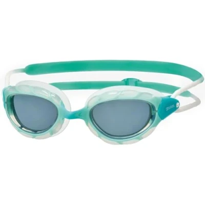 Image of Zoggs Predator Adult Swimming goggles, UV protection Swim Pulley Adjust Comfort Goggles Straps, Fog Free Goggle Lenses, Adults Ultra Fit, Smoke Tinted, Green/Clear, Regular