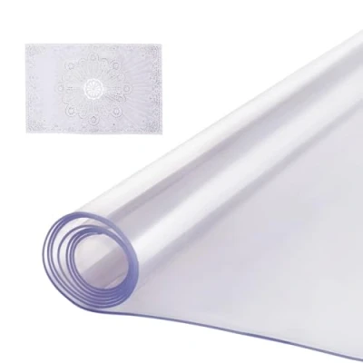 Image of VEVOR Plastic Tablecloth 1016 x 1524 mm Thickness 2 Transparent Rectangular Worktop Protector Waterproof Easy to Clean for Office Table Dining Bedside