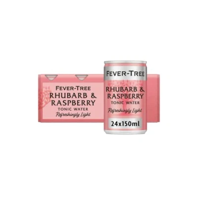 Image of Fever Tree Refreshingly Light Rhubarb &amp; Raspberry Tonic Water 8 x 150ml (Pack of 3, Total 24 cans)