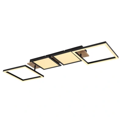 Image of Bossy 4 Square Integrated LED Semi Flush Ceiling Light Matt Black 4x 3000K