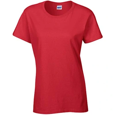 Image of Gildan Ladies/Womens Heavy Cotton Missy Fit Short Sleeve T Shirt (L) (Red)