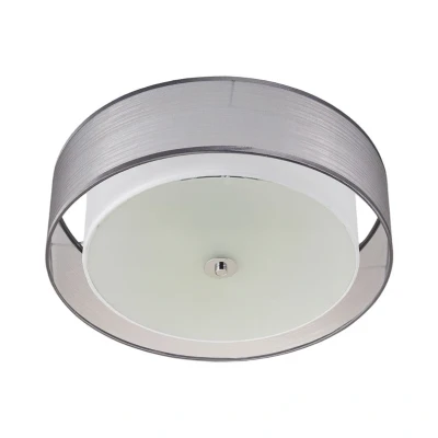 Image of Lindby Tobia ceiling lamp, grey, textile, Ø 50 cm, E27