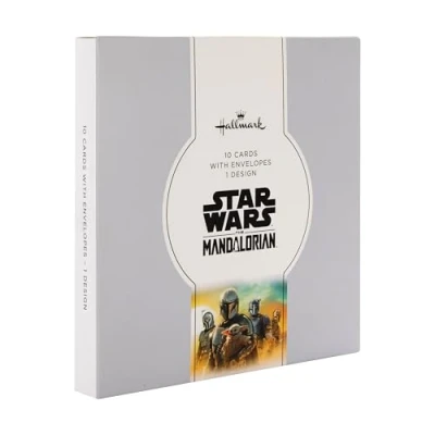 Image of Hallmark Christmas Cards, Grogu &amp; Sorgan Frogs Design, Pack of 10, The Mandalorian, Star Wars, Card Multipack