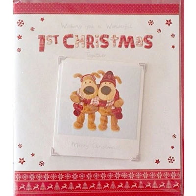 Image of Boofle wishing you a wonderful 1st christmas together card