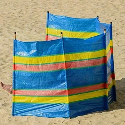 Image of Bargains Hut 4 5 6 8 10 Pole Windbreak Wooden Windbreaker Beach Camping Caravan Holiday Sun Screen Shelter Tall Wind Break (8 Poles (5ft High x 15ft Long))