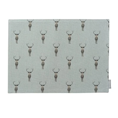 Image of Sophie Allport Highland Stag Fabric Placemat, 100% Cotton, Stylish Print, Kitchen Dining Table Mat, 40 x 30cm, Single Item