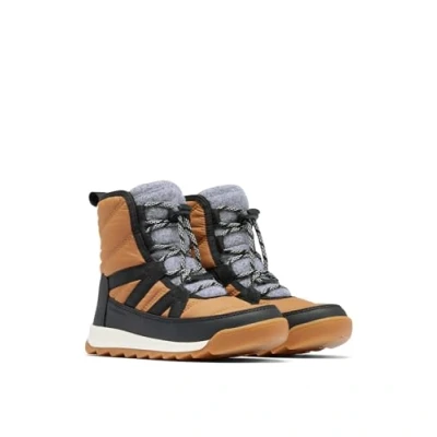 Image of Sorel Youth Whitney II PLUS LACE WP Unisex Laceup ankle boots for kids, Size: 3.5, Elk/black Textile/synthetics