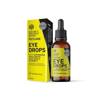 Image of Natures Greatest Secret Antibacterial Eye Drops for Pets, Soothes, Protects &amp; Hydrates with Colloidal Silver, Euphrasia, Hyaluronic Acid, MSM Vitamin C 30ml All Natural