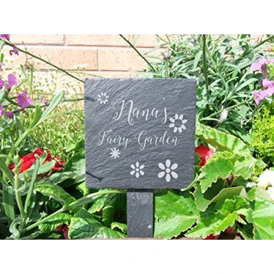 Image of Slate plant marker &quot;Nana&#039;s Fairy Garden&quot; a fun addition to any garden