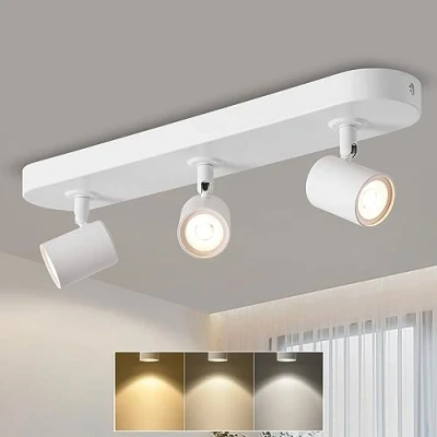 Image of ANWIO 3 Spotlights Ceiling Light,White Kitchen Spot Lights for Ceiling,Bar Spotlight Ceiling,Ceiling Spotlights,Bedroom Fitting,Include Bulbs(EUCS LG11A 480C)