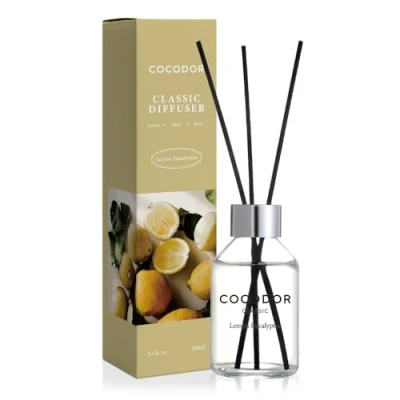 Image of COCODOR Classic Reed Diffuser/Lemon Eucalyptus/100ml/1 Pack/Scent Diffuser with Sticks Home Fragrance for Bathroom Shelf Décor