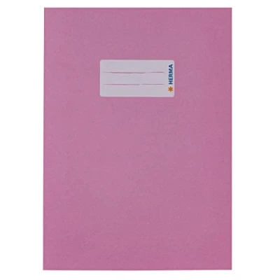 Image of HERMA Paper Exercise Book cover A5, with inscription field, made of 100% recycled paper, slip on jackets for school, rose