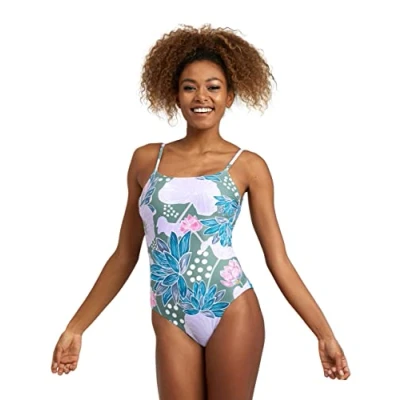 Image of arena Allover U Back Women&#039;s One piece Swimsuit, Swimsuit with Removable Cups, Stretchy Recycled Quick drying Fabric, Lined Fabric