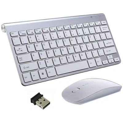 Image of HULA Wireless Keyboard and Mouse Set, 2.4G USB Mini Combo UK Layout (Silver)