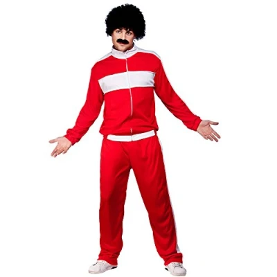 Image of Wicked Costumes Mens 80&#039;s Scouser Trackie Red Fancy Dress Costume Plus Size