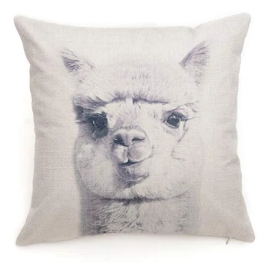 Image of Fdit Animal Cushion Covers，Cotton Linen Pillow Case Animals Pattern Cover Decoration for Home Sofa Car Set Bench Couch Decor(Alpaca)