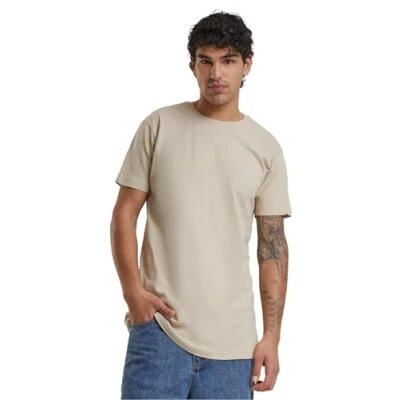 Image of Urban Classics Men&#039;s Shaped Long T Shirt, Ivory (Sand), Medium (Manufacturer Size: M)