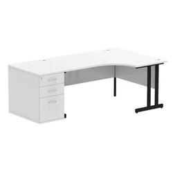 Image of Impulse 1600 RH Crescent Desk White Black Cantilever 800 High Ped