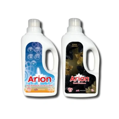 Image of Arion Non Biological Laundry Detergent 1l &amp; Black Orchid Fabric Softener
