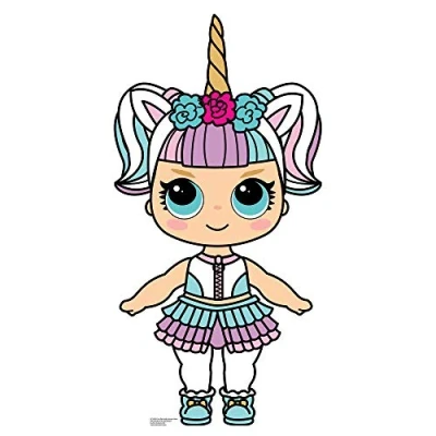 Image of STAR CUTOUTS SC1436 Cute Doll with Large Eyes and Unicorn Horn Cardboard Cutout Create The Perfect Family, Anniversary, Wedding, Birthday Party Decoration, Solid, Multicolour, Regular