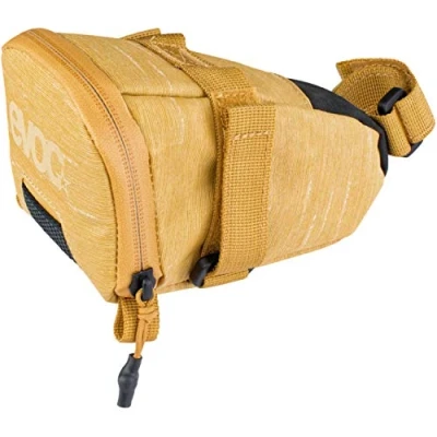 Image of EVOC seat bag TOUR saddle bag, Bicycle frame for more storage space on the post (size: L, 1L space, abrasion resistant, water repellent, Hypalon reinforcement), Clay Yellow