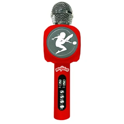Image of Lexibook MIC260MI, Miraculous Ladybug Cat Noir, Wireless Microphone with speaker, Bluetooth, voice change function, light effects, micro SD port, USB, Red/silver, M