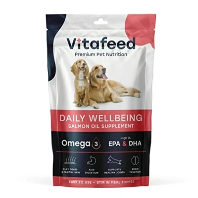 Image of No Oily Mess Natural Omega 3 Scottish Salmon Fish Joint Oil for Dogs Easy to Use, Just Stir In. Vitafeed Daily Wellbeing Dog Supplement