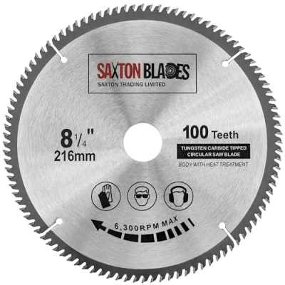 Image of Saxton TCT Circular Fine Cutting Wood Saw Blade 216mm x 30mm Bore 100T Compatible with Bosch Makita Dewalt