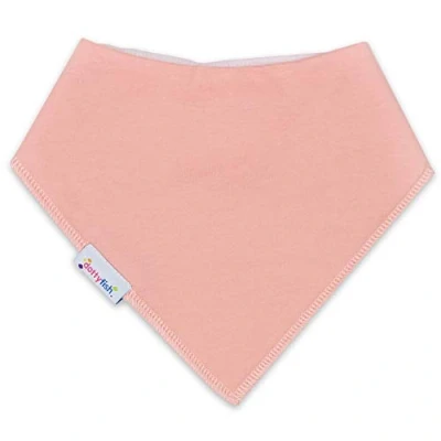 Image of Dotty Fish Baby Bandana Bibs. Drool Super Absorbent Teething Bib. Peachy Pink. Organic Cotton