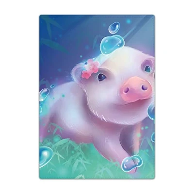 Image of Passport Holder Cover, PU Leather Travel Wallet Case Organiser for Passport, Business Cards, Credit Boarding Passes (Pink Piggy)